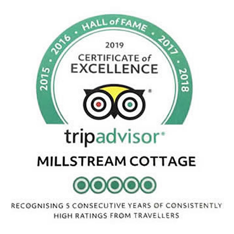 Millstream Cottage Trip Advisor certificate of excellence